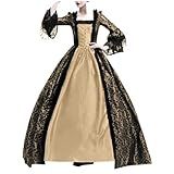 Vestidos Renascentistas Vintage Elegante Medieval Fantasia Tribunal Evasê Maxi Colado Ao Corpo Princesa Vitoriana Vestido De Renda Dourado M