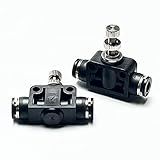 VETLEY Válvula De Controle De Fluxo De Ar OD De Tubo Pneumático SCF Series 3 20 3 Cm Controlador De Fluxo De Controle De Velocidade Pneumático Union SCF 3 8 Pacote Com 2 Preto