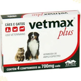 Vetmax Plus Vermífugo Caes E Gatos Original 4 Comprimidos Vetnil