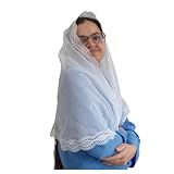 Véu CCB Renda Média E Delicada Redondo Ou Retangular Adulto Branco Redondo Bico