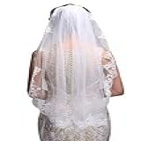 Véu De Noiva De Renda Tradicional Vintage Véu De Noiva Curto Véu De Noiva Com Pente Borda De Renda Clássica V 1t Marfim One Size