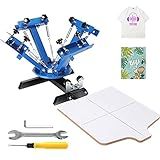 VEVOR Máquina De Serigrafia 4 Cores 1 Estação Prensa De Serigrafia Rotativa De 360 Prensa De Serigrafia De 54 X 45 Cm Palete De Posicionamento De Camada Dupla Para Impressão De Camiseta DIY