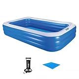 VG PLUS Piscina Inflável Retangular Azul 1 500 Litros 305 Cm Pvc Com Bomba E Forro Vg 