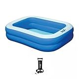 VG PLUS Piscina Inflável Retangular Azul 100 Litros 120 Cm Com Bomba Vg 