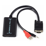 Vga Macho Para Hdmi Fêmea Adaptador Conversor Com 3 5mm