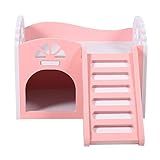 ViaGasaFamido Casa De Hamster Castelo De Hamster De 3 Cores Para Animais De Estimação Ninho De Casa De Dormir Brinquedo De Exercício De Dois Andares Pequeno Quarto De Esconderijo Com Escada Para Esquilos Gerbils Hamsters Ursos Dourados Rosa 