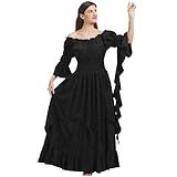 Vianinfalo Vestido Renascentista Feminino Medieval Fantasia Vitoriana Vestidos Pirata Gótico Bruxa Ren Faire Vestido De Noiva Preto P M