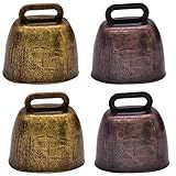 VICASKY 4 Pcs Enfeite De Sino Encantos De Sino Diy De Bronze Decoração Suspensa Sinos De Vaca Antigos Chocalhos Para Eventos Esportivos Pequenos Sinos De Ovelha Ferro A Bruxa Metal