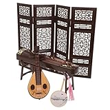 VICASKY 4 Pcs Ornamentos Antigos Decoração De Casa Suporte De Ventilador Guzheng Em Miniatura Modelo De Instrumento Musical Pipa Área De Trabalho Brinquedo Escritório Madeira