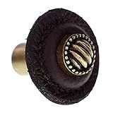 Vicenza Designs K1280 Sanzio Knob Brown Lines And Dots Round Leather- Grande- Bronze Antigo