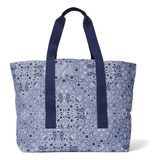 Victoria s Secret Pink Bolsa Blue Canvas Reversível Tote Bag Acambamento Dos Ferragens Azul Cor Azul escuro Correia De Ombro Azul marinho Desenho Do Tecido Liso