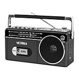 Victrola Mini Bluetooth Boombox Com Leitor De Cassetes- Gravador E Rádio AM-FM- Cinza