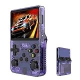 Video Game Mini Game Portátil Console De Bolso Para Jogos RG36S Cartão TF De 64 GB Integrado Tela IPS De 3 5 Polegadas Sistema Linux Retrô Suporte A Mais De 5400 Jogos Clássicos Retrô Gamepad Sem Fio 2 4G Roxo 