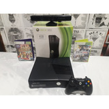 Video Game Xbox 360 Com 1 Controle Kinect Advetures E Futebol