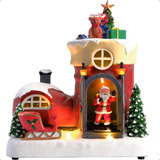 Vila Natalina Miniatura Luxo Bota Papai Noel Musical Com Led