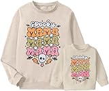 Vilove Moletom Halloween Mommy And Me Spooky Mama Spooky Mini Shirt Halloween Family Matching Shirt, Damasco - Adulto, G