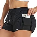 VIMPUNEC Short Feminino Para Corrida E Treino Atlético Academia Verão Casual Elastano Para Trilhas Com Bolso Preto P