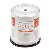 Vinpower Digital DVD R 4 7GB 16x Silver Top Recordable Media 100 Disc Cake Box Spindle
