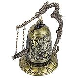 Vintage Pequeno Esculpido Bronze Dragão Bloqueio Sino Artes E Ofícios Colecionáveis Decoração De Mesa Aplicável Para Escritório Em Casa