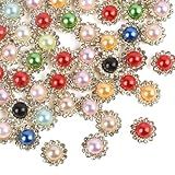 VIOCIWUO 100 Peças Costuradas Em Pérolas Cristais De Strass Garra De Flor De 12 Mm Costurada Em Strass Contas De Metal Garra Plana Para Roupas Acessórios De Costura Artesanato