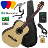Violão Elétrico Giannini Brasil Nw1 Imbu Eq Ns Kit Completo