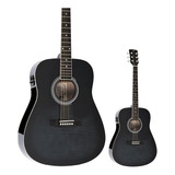 Violão Elétrico Vogga Vck380 Aço Folk Black Maple Flamed Cor Preto