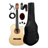 Violão Flat Rozini Rx515 Eletrico Nylon Maciço Kit Capa Luxo