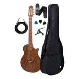 Violão Giannini Elétrico Nylon Flat Stage Kit Completo Cor Natural Satin Orientação Da Mão Destro