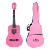 Violão Nylon Austin 941spk Rosa Juvenil Com Capa Simples