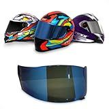 Viseira Para Capacete 2 00m Unissex Motociclista Compatível LS2 FF358 FF396 Helt Strada Texx Action GT S FW3 Cor Azul Moto Visão