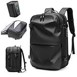 Visnalefry Mochila De Viagem Expansível Airback Com Compressão A Vácuo, Mochila Antifurto, Impermeável, Bolsa Para Laptop De 17 Polegadas, Preto, With Air Pump, Tendência
