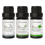 Vitalize Aromas Kit Oleos Essenciais Respiração Melaleuca Eucalipto Hortelã