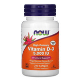 Vitamina D 5000 Ui Now Foods 240 Softgels Imunidade Usa