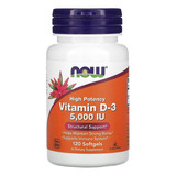 Vitamina D3 5000ui 120 Softgels Importada Now Foods Eua