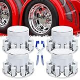 Vitonsbay 4 Tampas De Roda De Eixo De Cilindro Traseiro Tampas De Cubo De Eixo Traseiro Com Tampas De Porca De Roda Cromadas De Rosca De 33 Mm Para Caminhão Semi