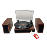 Vitrola Toca Discos De Vinil Retrô 2 Caixas De Som Agulha