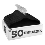 Vittak Kit 50 Cabides Veludo De Roupa Antideslizante Slim Adulto Cor Preto