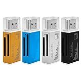 VizGiz Pacote Com 4 Leitor De Cartão Micro SD De Alumínio USB 2 0 Mini Multi 4 Slots Leitor De Cartão De Memória Conversor Adaptador Para Micro MS M2 SD MMC SDHC DV MS Duo Memory Stick PRO MicroSD T Flash TF