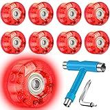 VNAKER Conjunto De 8 Rodas De Skate Quad Roller Light Up- 82A- 32 Mm X 58 Mm- Rodas Luminosas Para Quadriciclos De Patins Para Ambientes Internos Ou Externos E Acessórios De Skate