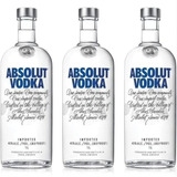 Vodka Absolut Original 1l Kit 3 Unidades Vodka Abs