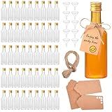 Voittozege 100 Mini Garrafas De Licor De 50 Ml Garrafas Herméticas Com Tampas 10 Funis 100 Etiquetas Kraft E Corda De 20 Metros Garrafa Little Spirit Para Coquetéis Lembrancinhas De Festa
