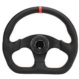Volante Automotivo KIMISS Volante Universal Tipo D Para Carro Moldura Preta Couro Esportes Corrida Volante à Deriva