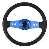 Volante De Carro Volante De Corrida Universal De 13 Polegadas Couro PU E Alumínio Volante Esportivo Universal Com Botão De Buzina Para Carro Aparência Elegante Fácil De Azul 