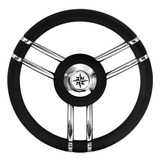Volante Em Inox Poliuretano Cor Preto Para Barco Ka1540