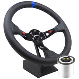 Volante Esportivo Lotse Dakar ( Couro Preto / Tarja Azul )