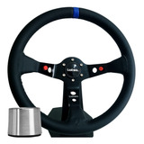 Volante Esportivo Lotse Dakar Couro Tarja Azul Cubo Fusca