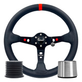 Volante Esportivo Lotse Dakar Couro Vermelho Cubo Brinde