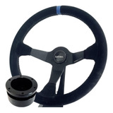 Volante Esportivo Lotse Wrc Camurça Tarja Azul Cubo Utv