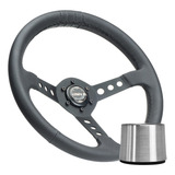Volante Esportivo Lowv Colt Black Couro 9 Furos Brinde