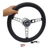 Volante Galaxie Landau Ss-37 Cromado Couro Preto Ford Ea
